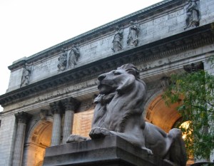 Lion at the Stephen A. Schwartzman Building of the New York Public Library